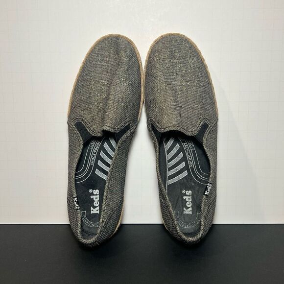 Womens KEDS Just Wrapped Grey w/ Gold Glitter Espadrille Slip On Shoes / Size 7 - Picture 6 of 9